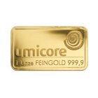 Kleines Bild von 1oz Goldbarren Umicore Belgien Kleines Bild von 1oz Goldbarren Umicore Belgien